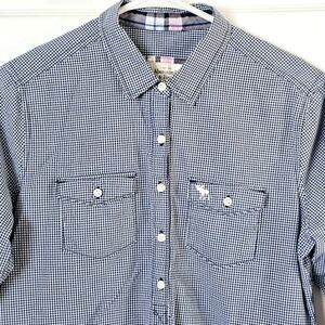 Abercrombie & Fitch Blue White Button Down Shirt Checked Casual Small‎